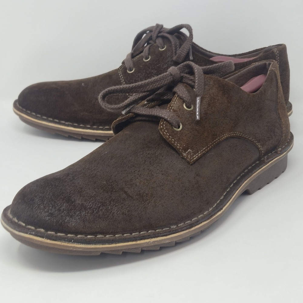 Clarks Men's 13 M Brown Suede Oxford Shoes 82655 Plain Toe Casual Comfort - Picture 12 of 16